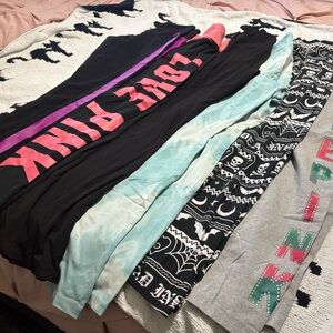 PINK Victoria's Secret Black Leggings with Pink Accents